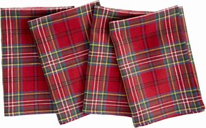 100% Pure Flax Linen <strong>Napkin</strong> Red <strong>Tartan</strong> Plaid Linen Dinner Placemat Machine Washable for Casual and Formal Dining - Product Image 2