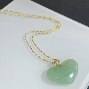 Colgante de Lujo en Forma de Corazón de Jadeíta Birmana Natural Grado A con Diamantes de Oro de 18K, Amuleto de Jadeíta Premium, Regalo para Mujer, Venta al por Mayor - Product Image 5