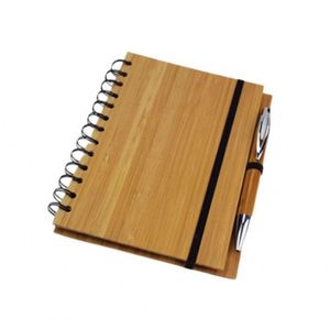 Wholesale Hardcover Bamboo PU Leather Diary <b>Gift</b> <b>Set</b> with Spiral Binding Pen Custom Sizes - Product Image 3