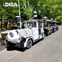 Train de parc d'attractions tendance en fibre de verre pour aires de jeux et parcs publics