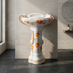 Lavabo en céramique pour articles sanitaires Lavabo antique pour salle de bains Lavabos sur pied Lavabo sur pied - Product Image 4