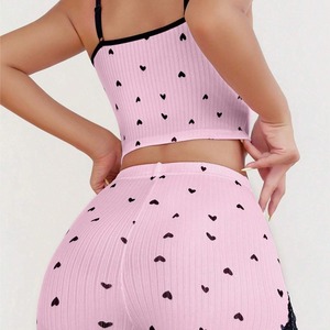 New cross-border European and American style plus size <b>suspender</b> shorts <b>set</b>, sexy heart-patterned women's home sleepwear, - Product Image 4