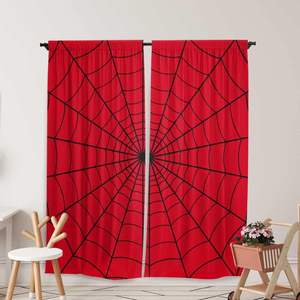 <strong>Superhero</strong> Window <strong>Curtains</strong> Kids Boys Girls Red Spider Web Baby Living Room Bedroom Nursery Toddler Drapes Party Decor 2 Panels - Product Image 2