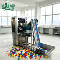 Testeur visuel de bouchons de bouteilles de boissons : Table rotative à alimentation automatique, détecte les bavures/affaissemens/rayures, rejet à 100 % des pièces défectueuses