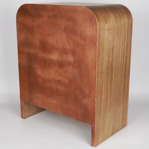 Table de chevet ronde en bois <span class=keywords><strong>avec</strong></span> 3 tiroirs, finition noyer de luxe, pour chambre à coucher, hôtel, villa, meubles - Product Image 3