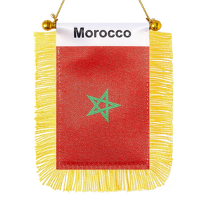 Drapeau miniature français personnalisé à suspendre, drapeau de voiture de football mondial avec ventouse, pompon doré, drapeau double face - Product Image 3