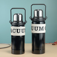 Bouteille d'eau isotherme de voyage personnalisée en acier inoxydable 304 18/10 à double paroi sans BPA avec paille et poignée