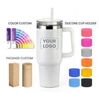 Gobelet isotherme en acier inoxydable de 40 oz à motif Sakura avec poignée et paille, tasse de voyage à double paroi sous vide avec couvercle anti-fuite