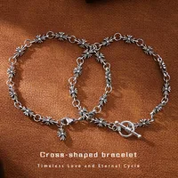 Ensemble de bracelets empilables en alliage style chrome vintage, bijoux gothiques croix hip-hop unisexe