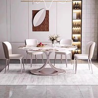 Ensemble table et chaises de salle à manger moderne, en dalle de roche épaissie, imperméable et pliable, pour usage en maison de luxe, petit appartement, hôtel, villa
