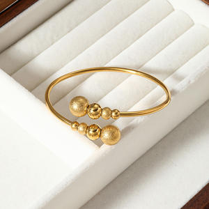 नई स्टील बॉल बेड लक्जरी ब्रांड ब्रैसलेट गहने 316 एल स्टेनलेस स्टील 18k सोने के प्लेटेड चूने - Product Image 5