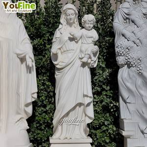 รูปปั้นหินอ่อนสำหรับบูชาพระแม่มารีที่ถือพระเยซูสำหรับตกแต่งสวนกลางแจ้งทางศาสนา - Product Image 6