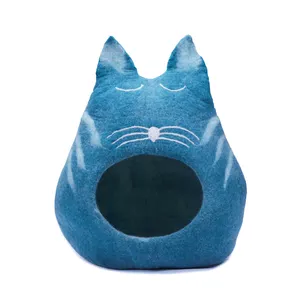 En çok satan keçe kedi mağara el yapımı merinos yünü pet yatak aksesuarları kullanımı kolay kedi evleri