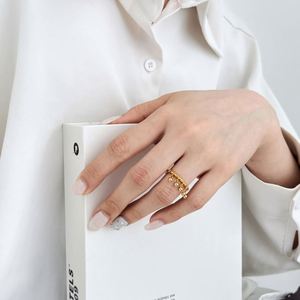 Dylam Trendy Design Jewelry 925 Sterling Silver Rhodium 22K Gold Plated Unique Dangle <b>Beaded</b> Rings for Women Daily Life - Product Image 4