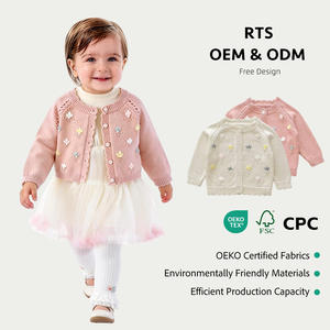 Veste en tricot pour bébé nouveau-né Angou, automne, tricotée à la main, manches longues, cardigan, <span class=keywords><strong>manteau</strong></span> uni pour fille - Product Image 1