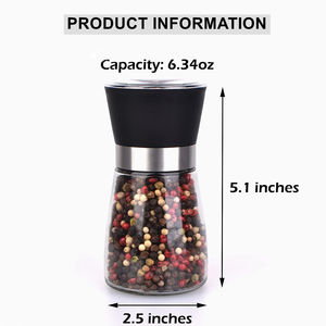 調整可能な高さ小型ハーブ & スパイスツール塩とペッパーグラインダーセット詰め替え可能な海塩ペッパーコーンシェーカー - Product Image 3