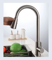 Robinet de cuisine moderne en acier inoxydable 304 avec douchette extractible, poignée unique, cartouche céramique, montage sur plan, contrôle thermostatique