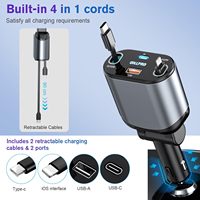 Chargeur de voiture rétractable 4 en 1 en alliage d'aluminium 60W à charge rapide pour câble rétractable