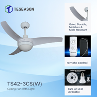 Ventilateur de plafond TS42-3CS(W) 42 pouces - Moteur AC en cuivre, moteur DC - AC60W/DC30W - Télécommande - Lames en ABS - 110-240V - E27 & LED