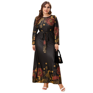 Abito Primaverile Estivo Plus Size, Elegante <span class=keywords><strong>Abbigliamento</strong></span> Femminile, Maglia a Maniche Lunghe Extra Large - Product Image 2