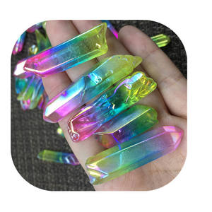 Großhandel galvanik regenbogen klar aura beschichtet quarz punkt raue kristall leuchtenden zauberstab für dekoration - Product Image 1
