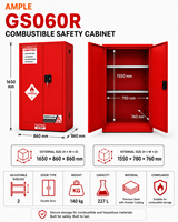 Armoire de stockage pour produits inflammables 227L (60 gallons) en acier rouge à double porte, armoire de sécurité pour laboratoire, entrepôt, usage industriel, fourniture B2B