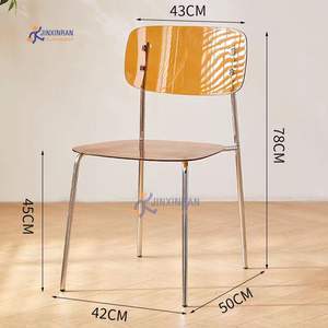 Sillas de comedor de <span class=keywords><strong>PC</strong></span> de Color transparente nórdico, silla de comedor de plástico acrílico apilable con patas cromadas para café, evento de boda - Product Image 5