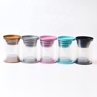 Boîte d'emballage cylindrique en plastique transparent pour Beauty Blender avec couvercles en fer blanc