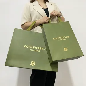 Bolsas de papel de compras grandes de lujo personales personalizadas con su propio paquete de logotipo bolsa de regalo de papel bolsas de papel verde personalizadas impresas