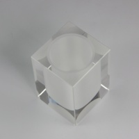 Porte-stylo en cristal transparent carré pour bureau, vase rectangulaire en cristal