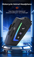 Headset Nirkabel Helm Motor X8 Sistem Audio Helm Sepeda dengan Lampu Ambient RGB dan Speaker Bass Dalam 40mm