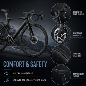 Bicicleta de Carretera Ligera de Fibra de Carbono de 22 Velocidades, Aero Racing con Ruedas para Adultos R10-SPORT-RS1, 22 Velocidades, Ligera - Product Image 4