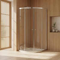 Cabine de douche incurvée moderne en aluminium et verre trempé, surface brossée, personnalisable, pour hôtels, usage intensif, garantie à vie
