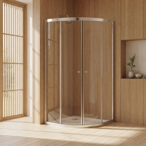 Cabina de Ducha Curva Moderna para Hotel, de Aluminio y Vidrio Templado, Superficie Cepillada, Personalizable al por Mayor, para Baño, de Larga Duración - Product Image 1