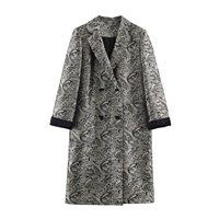 Manteau Jacquard Oversize Personnalisé pour Femme 2026, Veste Longue Décontractée de Créateur avec Brocart Texturé, Trench-Coat OEM et ODM