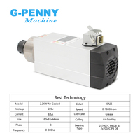 Kit de broche motorisée G-Penny 2.2KW ER25 220V de type carré, refroidie par air, avec roulement, pince de serrage 1-13mm, 0-18000 tr/min, bride de montage, pour variateur de fréquence/VFD