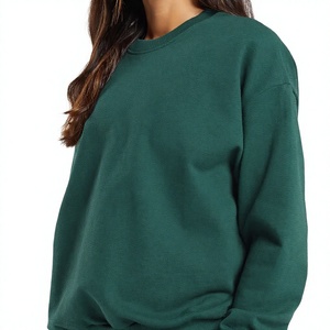 Sudadera de punto extragrande para mujer, cuello redondo, color liso, manga larga, estilo otoñal, largo regular, hombros caídos - Product Image 1