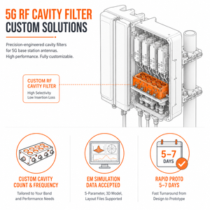 ตัวกรองความถี่วิทยุ RF แบบกลวงที่ทำจากอะลูมิเนียมด้วยเครื่อง CNC ความแม่นยำสูง สำหรับสถานีฐานโทรคมนาคม 5G แบบแบนด์พาส ผลิตตามสั่ง - Product Image 6