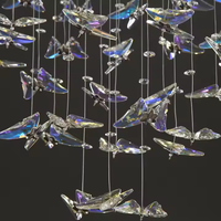 Nouveau lustre papillon personnalisé Plafonnier LED en cristal pour salon duplex Escalier Suspension de luxe