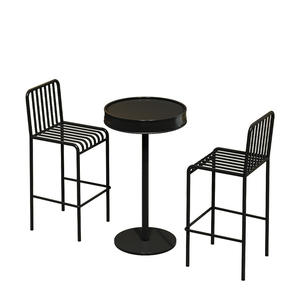 आउटडोर डाइनिंग मेटल टेबल और चेयर सेट आयरन हाई-टॉप टेबल और कुर्सी सेट छोटे गोल टेबल आधुनिक डिजाइन जल प्रतिरोधी - Product Image 4