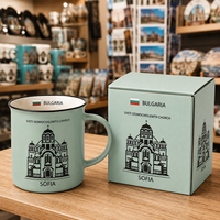 Souvenirs touristiques de Sofia, Bulgarie, tasses en céramique, petite tasse à café en céramique pour le camping avec bordure, personnalisable, OEM, ODM, vente en gros