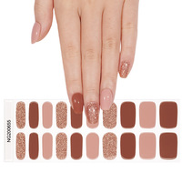 Vente chaude Vernis à ongles gel œil de chat Sans HEMA Faux ongles autocollants Coco Brown Gel semi-durci Enveloppes pour ongles 20 bandes de gel pour ongles