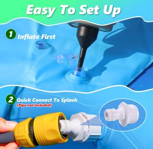 Alberca de Agua con Aspersor con Diseño de Océano para Niños y Perros, Juego Acuático de Verano para el Patio Trasero - Product Image 3