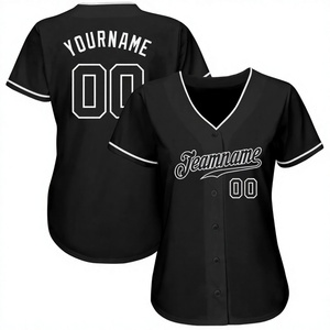 Maillot de baseball personnalisé à rayures fines, broderie 3D, col cœur respirant, manches longues, chemise de softball, nom et numéro, unisexe - Product Image 5