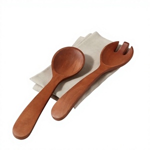 Wholesale 100% Natural Reusable Lightweight Wooden Matte Polish Vintage Cutlery Set <b>Spoon</b> Fork Parties Sustainable Dishwasher - Product Image 6