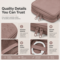 Mini sac organisateur de technologie, sac de rangement carré en cuir PU imperméable avec fermeture éclair pour bijoux, pochette de voyage portable pour cosmétiques et essentiels