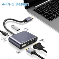 Hub USB C 4-en-1, adaptateur multiport, adaptateur multiport Type C, 4K HD VGA USB3.0, station d'accueil de charge PD pour ordinateur portable