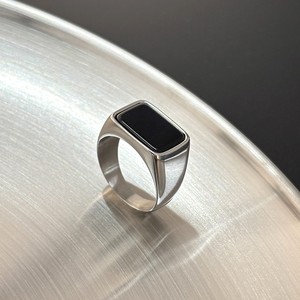 Bague carrée en acier inoxydable VAF avec <span class=keywords><strong>pierre</strong></span> de verre noire pour homme - Product Image 5