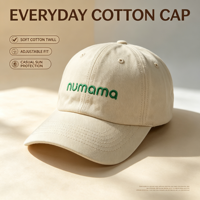 Casquette de baseball décontractée beige en sergé de coton délavé, style Dad Hat, avec broderie de texte personnalisée minimaliste et visière incurvée souple, pour le quotidien