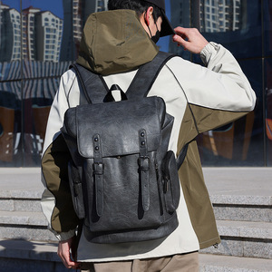 Men's PU <b>Backpack</b> 20-35L Large Capacity Business Travel Commuting Student Solid Color Detachable Straps Spring 2025 - Product Image 1
